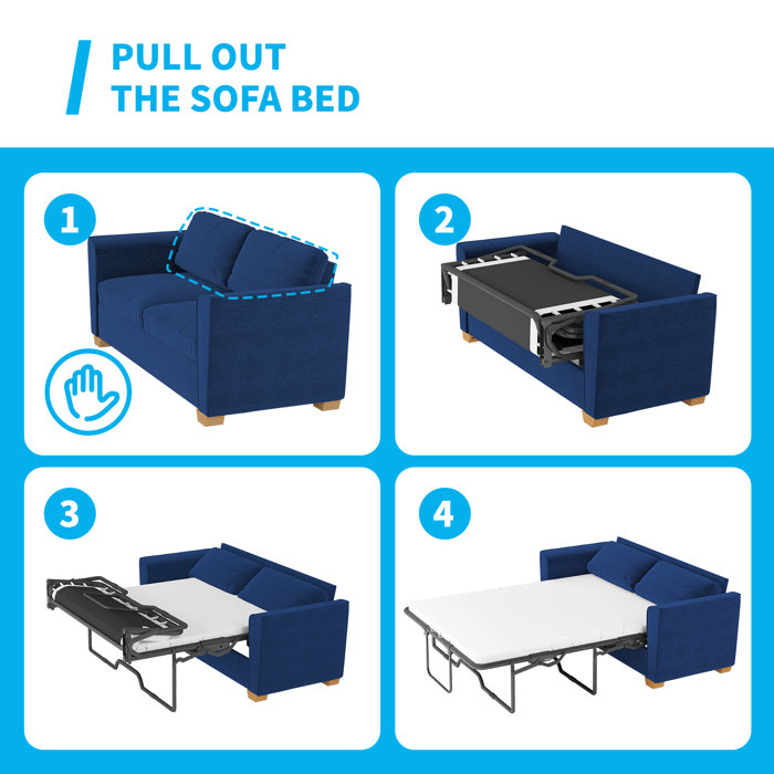 Latitude Run® Lakedra 70.8" Velvet Square Arm Sleeper Sofa Bed with